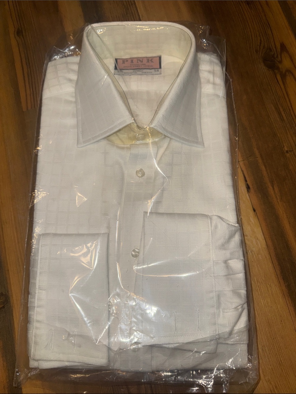 Thomas Pink White Textured Point-Collar Dress Shirt